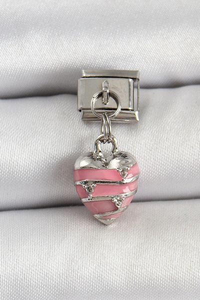 Celira Steel Silver Color Pink Heart Model Nomination Charm