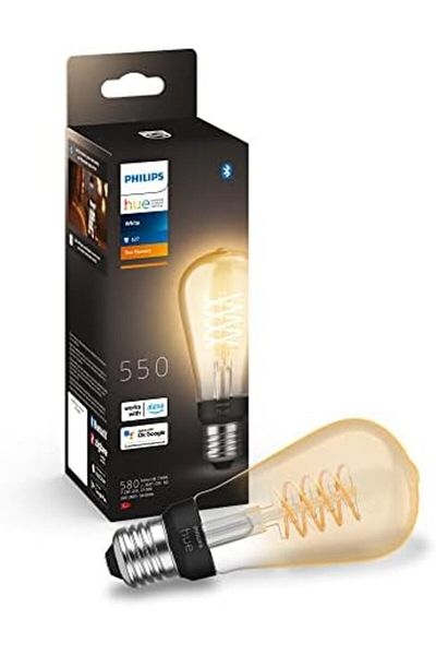 Philips Hue White Filament Regular ST64 LED Smart Light Bulb 1 Pack [E27 Edison Screw], with Bluetoo