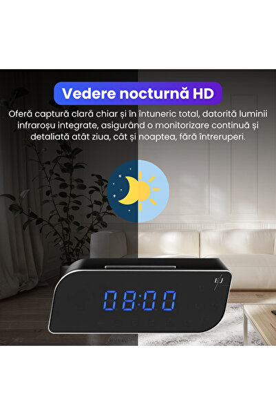 Spionescu Ceas cu cameră video ascunsă – WiFi, vedere nocturnă, unghi larg de 150°, senzor de mișcare, FULL HD