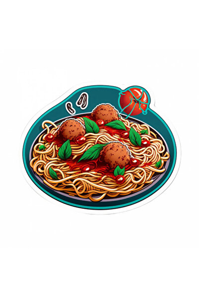 INOVATIX Set de 8 piese, autocolant spaghete cu chiftele, INOVATIX®. 6 cm