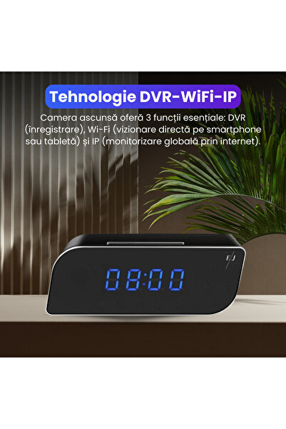 Spionescu Ceas cu cameră video ascunsă – WiFi, vedere nocturnă, unghi larg de 150°, senzor de mișcare, FULL HD