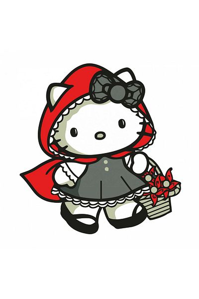 INOVATIX Set de 8 autocolante Scufița Roșie cu supereroina Hello Kitty, INOVATIX®. 6 cm