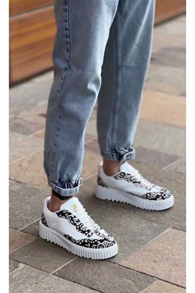 EBRUS TREND Et0802 Gothic Patterned White High Sole Men's Casual Shoes