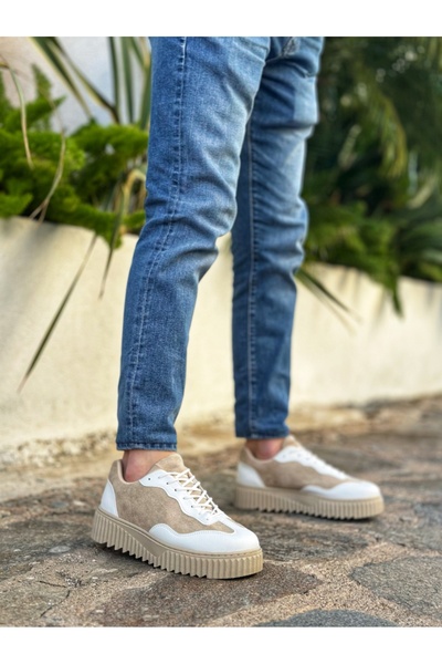 EBRUS TREND Et0802 Cream Suede High Sole Men's Casual Shoes