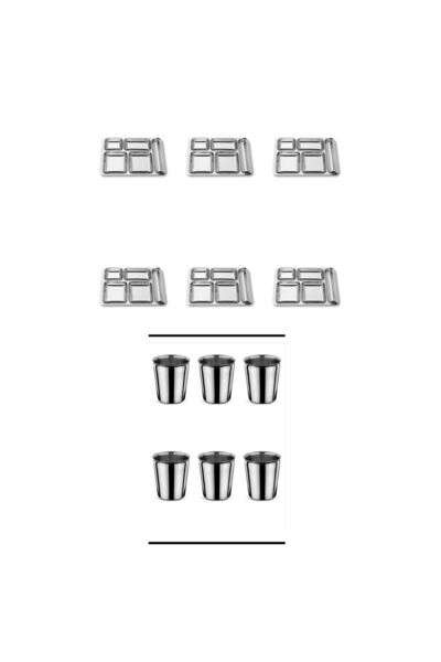 Becenhouse 12 Piece Picnic Breakfast Steel Tabildot Set (6 Pieces Tabldot, 6 Pieces Cups)