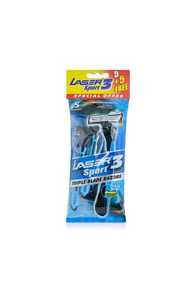 Laser Sport 3 Tripple Blade Disposable Shaving Razor-10 Pieces