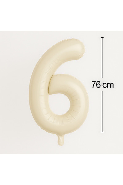 Ege Pastacılık Foil Number Balloon 6 Years Old Cream 76 cm Large Size
