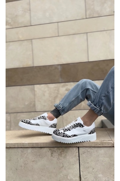 EBRUS TREND Et0802 Gothic Patterned White High Sole Men's Casual Shoes