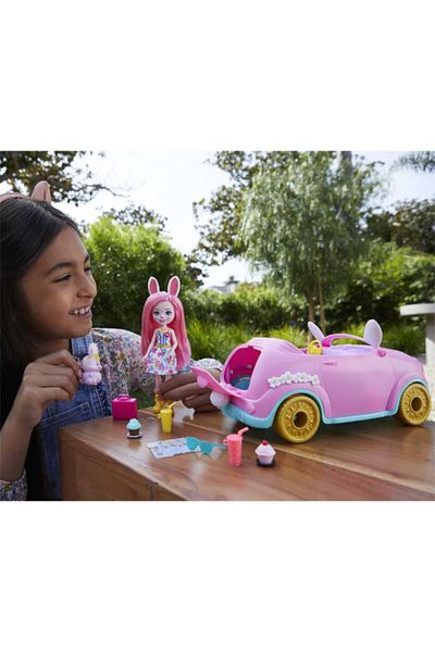 mattel Set de joaca Enchantimals, Bunnymobile Bree Bunny cu 10 accesorii