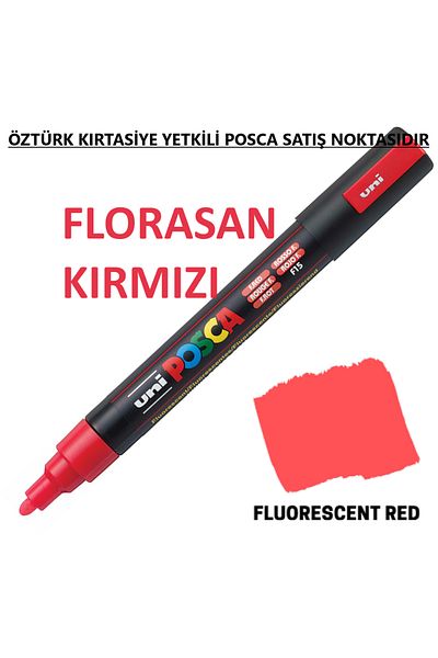 Uni Posca Fluorescent Red Marker Pc-5M (1.8-2.5mm) Poska Pc5M Pc - 5m