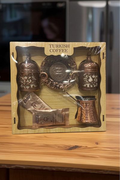 E orient Cup Coffee Cup Wooden Boxed, Two Cups, Single Person Coffee Pot, Turkish Coffee Set