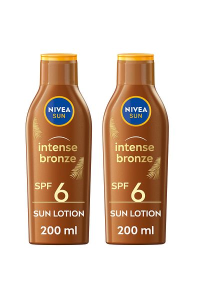 NIVEA SUN Carotene Tanning Sun Lotion SPF 6 with Vitamin E, 200ml, Pack of 2