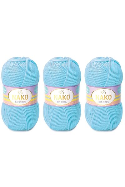 NAKO Elit Baby Anti-pilling Νήματα πλεξίματος χεριών 100 gr 3 τεμαχίων Χρώμα 6723 Sky Blue