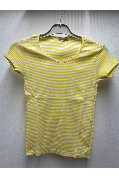 Şen Women - Young Standard Size Striped Short Sleeve Crew Neck Body T-Shirt