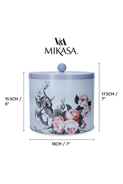 MIKASA X V&A Alice in Wonderland Tin Biscuit Box 18X15Cm