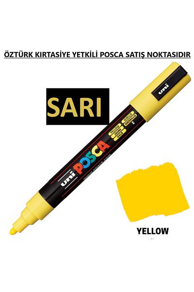 Uni Posca Yellow Marker Pc-5M (1.8-2.5mm) Poska Pc5M Pc - 5m