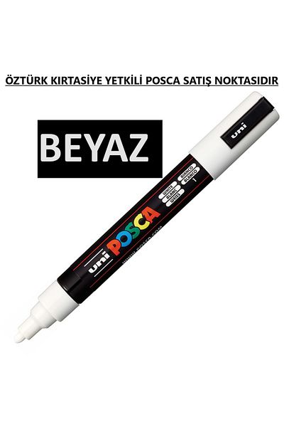 Uni Posca White Marker Pc-5M (1.8-2.5mm) Poska Pc5M Pc - 5m