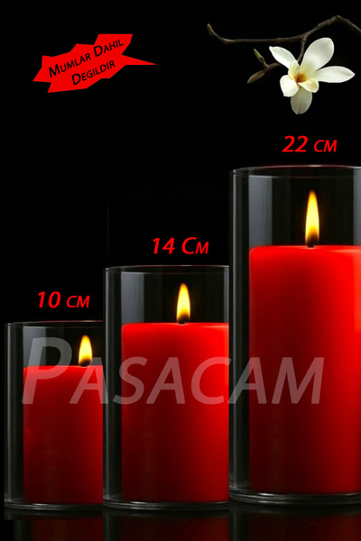 Paşa Cam Cam Vazo Silindir Mumluk Silindir Set 3 Lü Set 10 Cm Çap 10 Cm - 14 ...