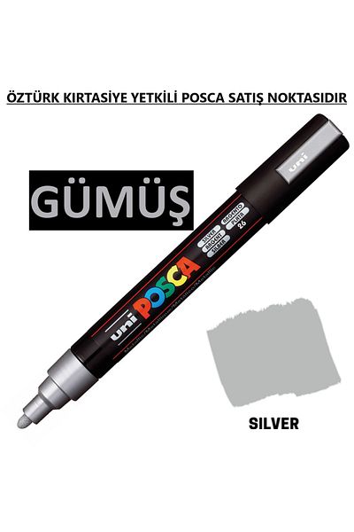 Uni Posca Silver Marker Pc-5M (1.8-2.5mm) Poska Pc5M Pc - 5m