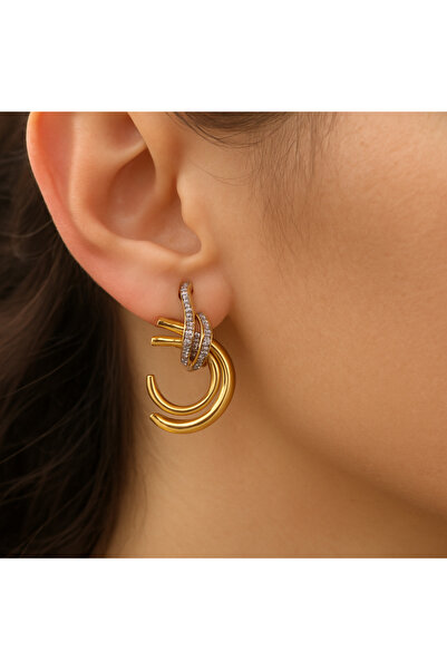 ZENA ACCESSORİES Stera Özel Seri Gold Çelik Küpe