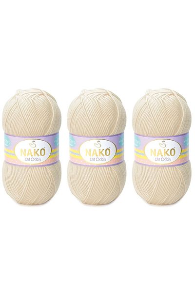 NAKO Elit Baby Anti-pilling Νήματα πλεξίματος χεριών 100 gr 3 τεμάχια Χρώμα 11451 Αμύγδαλο