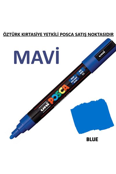 Uni Posca Blue Marker Pc-5M (1.8-2.5mm) Poska Pc5M Pc - 5m
