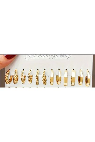 Pinkimaj Multiple Hoop Earrings Auger Model Vs 6 Pieces
