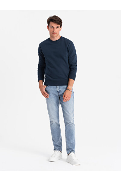 OMBRE BASIC Herren-Sweatshirt aus Baumwolle ohne Stretch - Marineblau V1 OM-SSBN-0159 XXL