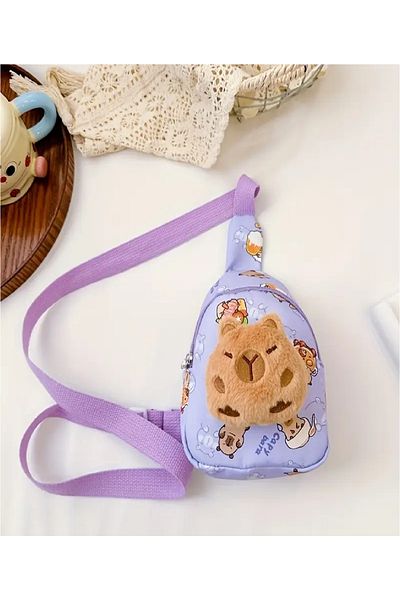BABUN Animal Zippered Unisex Capybara Illustrated Girl Boy Child Shoulder Backpack Money Bag