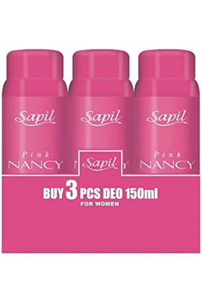 sapil مجموعة هدايا مزيل عرق للجسم برائحة الفواكه والزهور والمسك من نانسي بينك للنساء، 3 عبوات، 150 مل