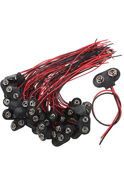 Devre Dünyası 9V Pil Yuvası Yatağı Başlığı 9V Batarya Bağlantı T-Tipi Konnektör Klips - 50 Adet