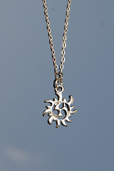 Rua Jewelry Japon Ninja Güneş Shuriken Kolye - Antik Gümüş Kaplama Klasik Zin...