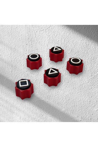 OEM Red and black Gonggi game set with stand and keychain 3DONE MODELS, Squid Game, 3D printed