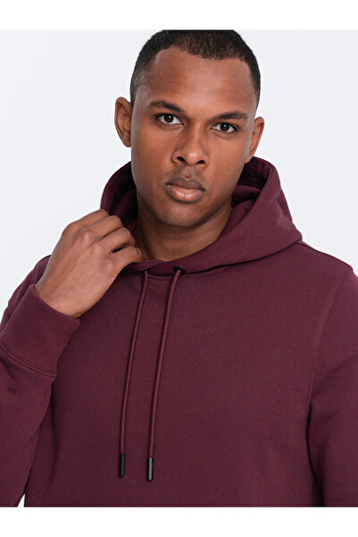 OMBRE Ανδρικό βαμβακερό φούτερ BASIC με κουκούλα και κουκούλα - καφέ V3 OM-SSBN-0161 S