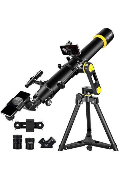 SOLOMARK 90mm Dürbünlü Teleskop, 1000mm Odak, Tripodlu, Telefon Adaptörlü, Ye...