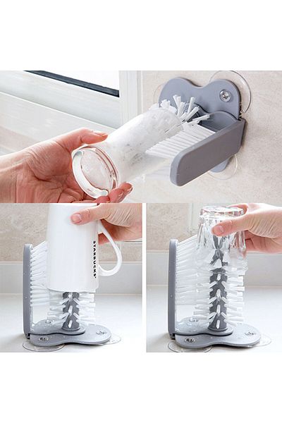 OEM Glass cleaning brush, Suction cups, PVC/Polycarbonate, Grey