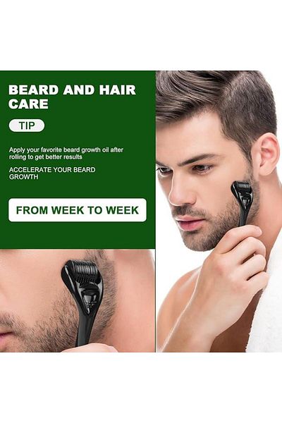 BOEM Beard roller, Silicone/Alloy, Black