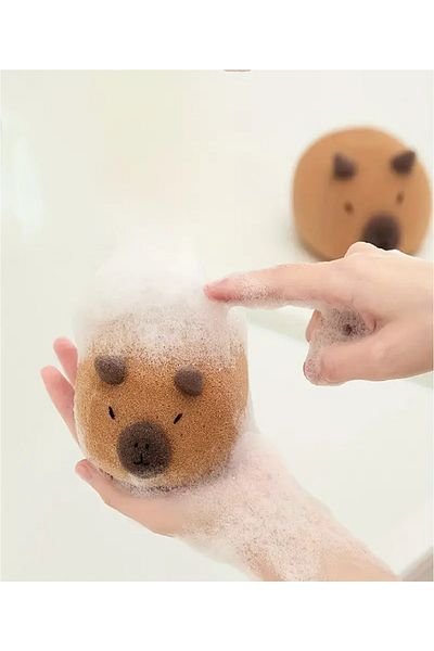 BABUN One Pcs Cute Soft Animal Capybara Bath Sponge Loofah Scrub Kids Bath Sponge Toy