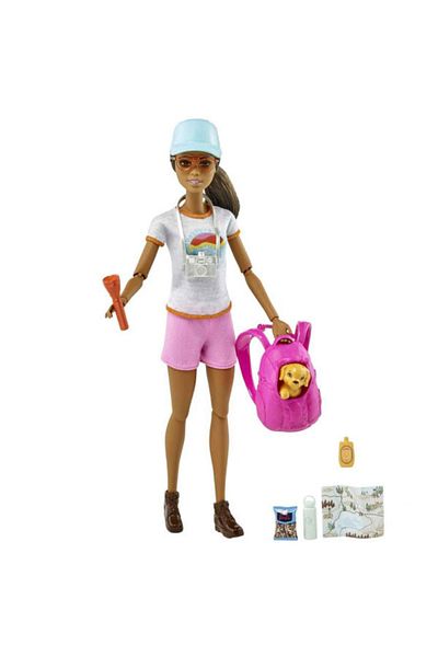 mattel Papusa Barbie bruneta in drumetie cu catelus