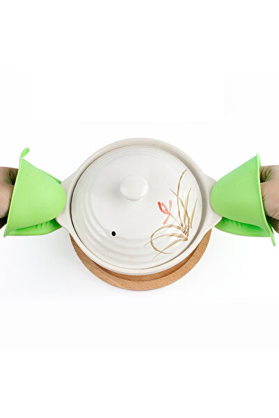 BOEM Set of 2 kitchen gloves, Silicone, 8.5 x 11 cm, Green