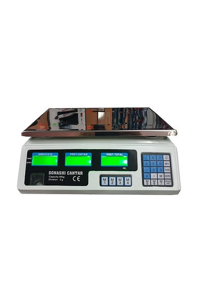 BOEM Cântar electronic, greutate maximă 40 kg, baterie integrată, platan din oțel inoxidabil, încărcare la priză