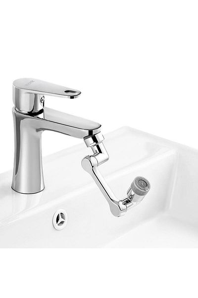 BOEM Faucet Extender, Universal, 1080° Rotating, Pivoting in Any Direction, Silver