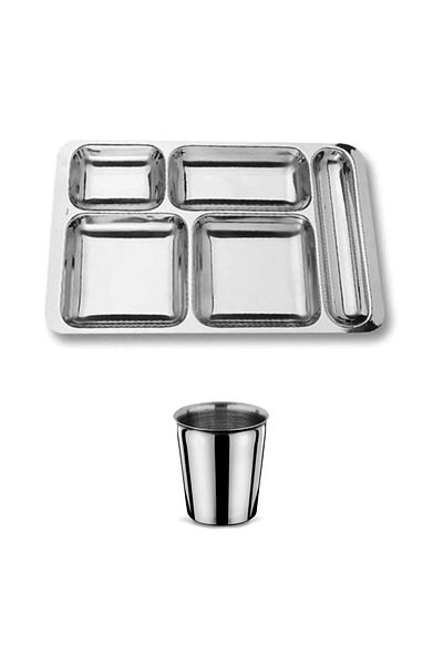 Becenhouse 2 Piece Picnic Breakfast Stainless Metal Table D'Hôte Set (1 Table D'Hôte, 1 Glass)