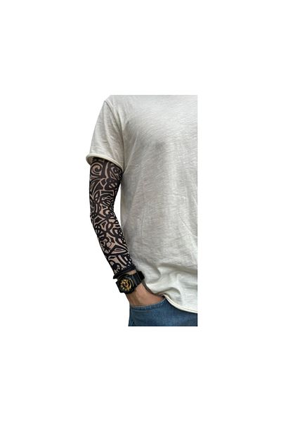 BOEM Set of 2 temporary tattoo sleeves, 3D print, with sun protection for arms, universal size, unisex,
