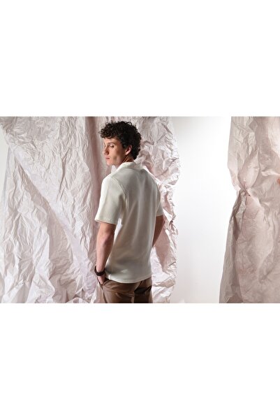 PROLET Gabardine V-Neck Detailed Men's Waffle T-Shirt