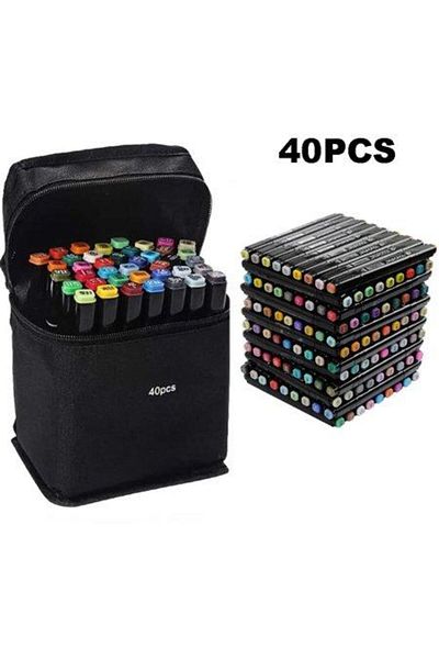 BOEM Set of 40, double-ended markers, thin and thick, with storage bag, multi-colored, MyStyle�