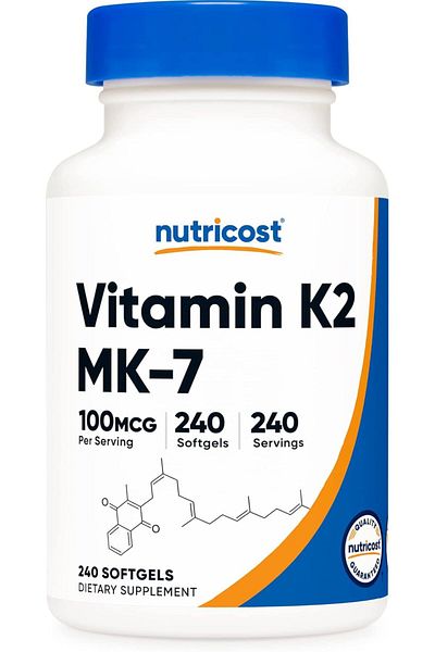 Nutricost Vitamin K2 MK-7 100 mcg, 240 Softgels - Gluten Free and Non-GMO