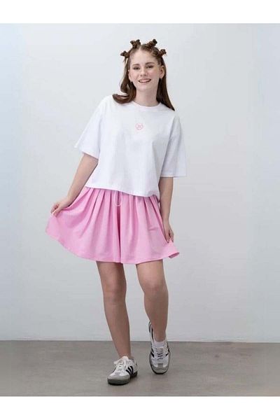 Zekids Girl's Pleated Shorts T-Shirt Design Set