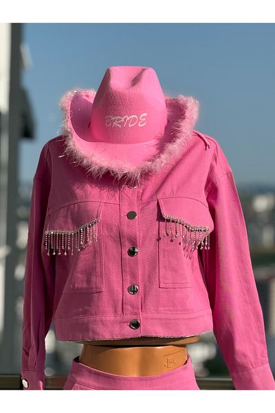 BRIDEIST WEDDING CO Bride Written Jacket |   Stone Tassel Bachelorette Jacket |   Pink Bachelorette Bride Jacket