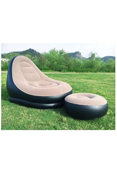 Rovitech Inflatable armchair with footrest, white/black, 130 x 99 x 76 cm